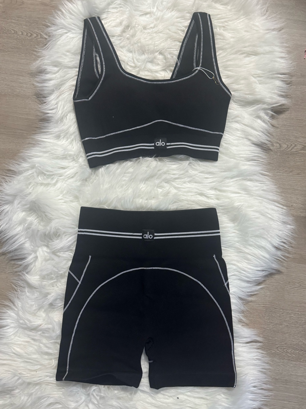 ALO Yoga  Set Black with White Stitching